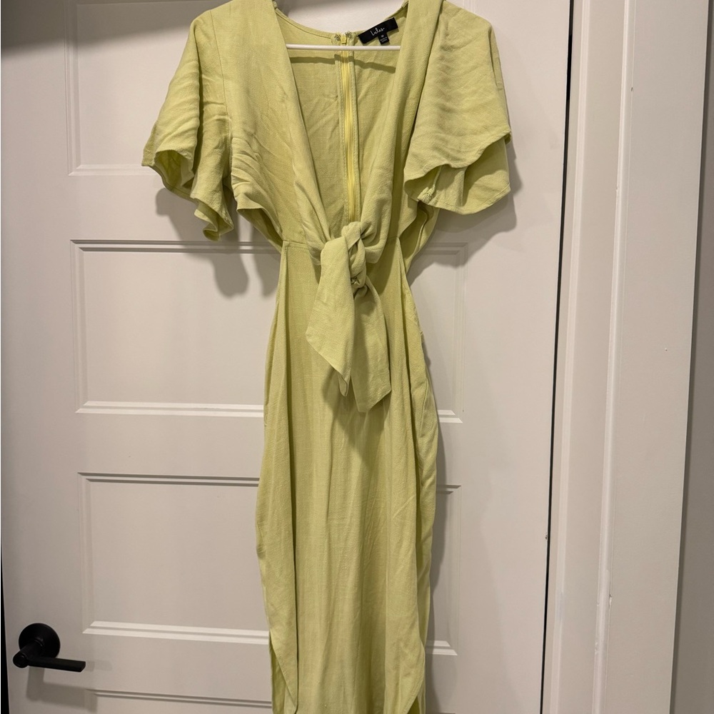 Lulu's Light Yellow Midi Wrap Dress